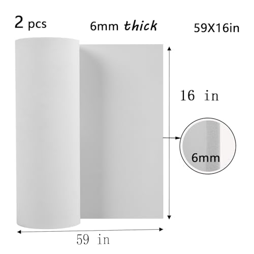 AMZQNART 6mm EVA Foam Sheets Roll for Craft White Cosplay Foam 16x59in 2pcs - color: 2PCS:16×59in White, size: 6mm-Thick