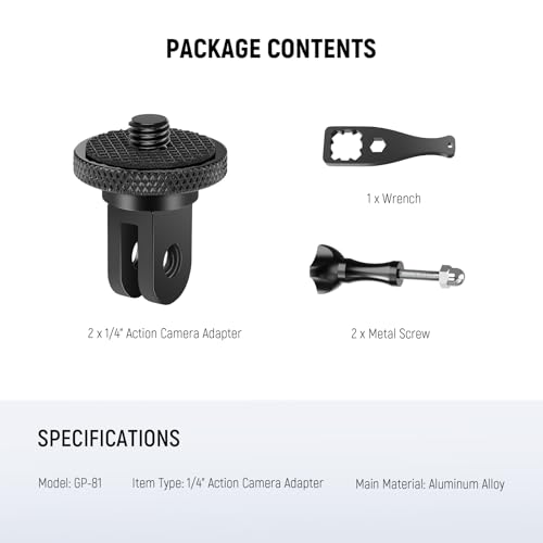 NEEWER Action Camera Tripod Mount Adapter with 1/4", Aluminum Alloy, GP-81 - style: GP-81