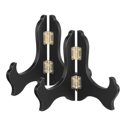 MECCANIXITY 2Pcs Wooden Easel Plate Holder, 4" Small Wood Easels Folding - color: Black, size: 4"
