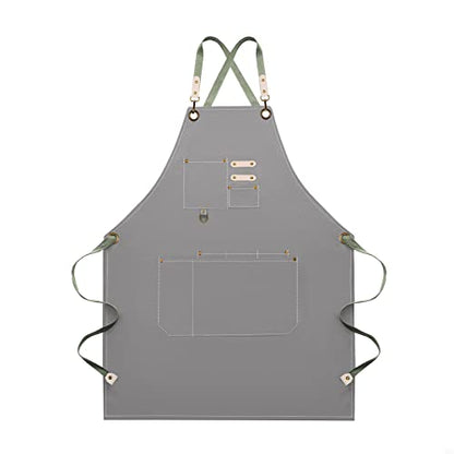 Dulabi Apron, Adjustable Chef Apron for Women and Men with Large Pockets, Cooking Kitchen Apron with Back Straps - color: Grey