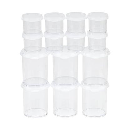 Creative Mark Assorted Pack of 14 Storage Cups - 8 Small 10 ml & 6 Large 45 ml Durable Clear Plastic Paint Containers with Lids for Artists, Students, Professionals