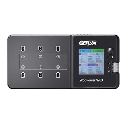 GEPRC W63 6-Port 1S Charger 3A Fast Charge LiPo/LiHV BT2.0/XT60