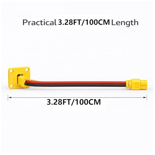 XT60 Extension Cable Male to Female, 12AWG 3.28FT RC Panel Mount Wire - style: 100CM