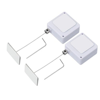PATIKIL 3.3 Ft Retractable Remote Control Tether, 2 Pcs Square Security Cable Lanyard Lock Pause Style with Adjustable Clasp Adhesive for TV Remote Controller, White(Square Iron Cap) - color: White