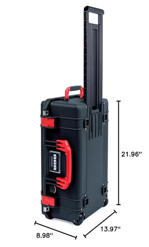 Black Pelican Air 1535 Carry-on Case - Comes empty - Red Handles & Latches. - color: Red Handles & Latches