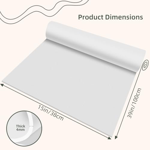 Foam Craft Sheets, 38x100CM EVA Foam Roll, 4MM White DIY Handcraft Sheets - color: WHITE-15x39in-4MM