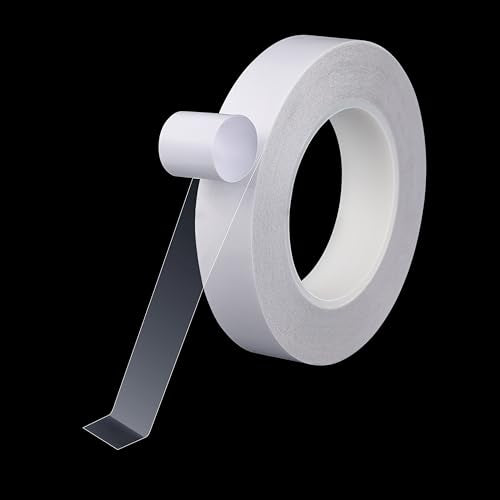 Super Thin Double Sided Tape 1inch x 82 feet Heavy Duty Clear Thin Double Sided Mounting Tape for DIY Crafts, Woodworking, Carpets, Posters, Photos, Scrapbook, Fashion Clothing, Residue Free - size: 1" x82ft, 1 Roll