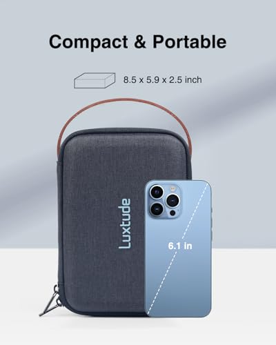 Luxtude Hard EVA Case with Foam, Hard EVA Shockproof Camera Organizer Case - color: Black, size: Small