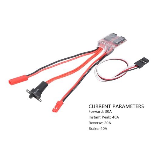 30A Brushed ESC Motor,5Pcs JST Interface Micro 30A Brushed Electronic Speed Controller with Brake Dual Way for 130 180 260 Motor 1/16 1/24 1/18 Car Model