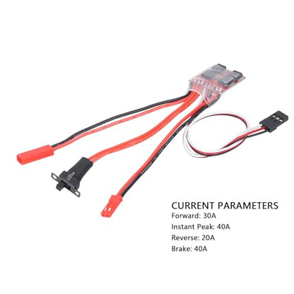 30A Brushed ESC Motor,5Pcs JST Interface Micro 30A Brushed Electronic Speed Controller with Brake Dual Way for 130 180 260 Motor 1/16 1/24 1/18 Car Model