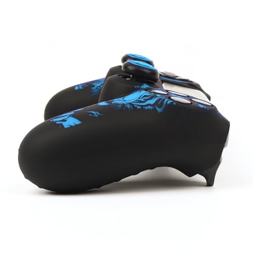 RALAN Tiger HeadDesign Controller Skin Cover with 2 Thumb Grips Compatible with PS4/Playstation 4 Slim/Pro Controller - color: Tiger Head Blue