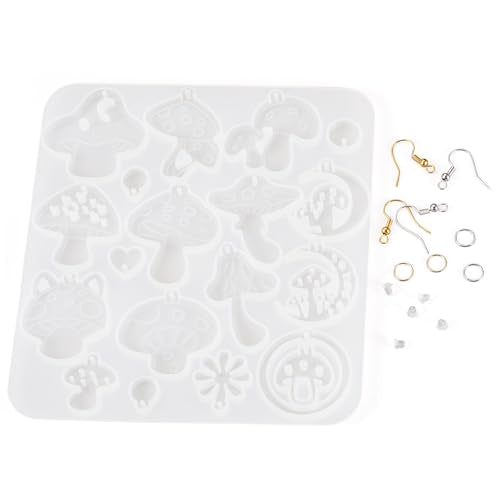 Elecrelive Cute Mushroom Earring Molds Colorful DIY UV Epoxy Resin Casting - color: Clear-Mushroom