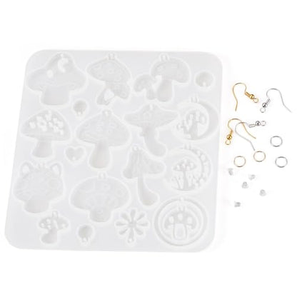 Elecrelive Cute Mushroom Earring Molds Colorful DIY UV Epoxy Resin Casting - color: Clear-Mushroom