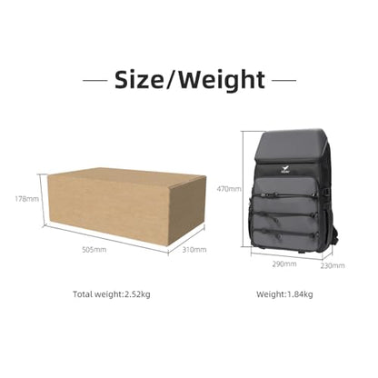 HGLRC B2 FPV Drone Backpack Case Shoulder Bag for FPV Racing Quadcopter Drone and Parts (Black-grey)
