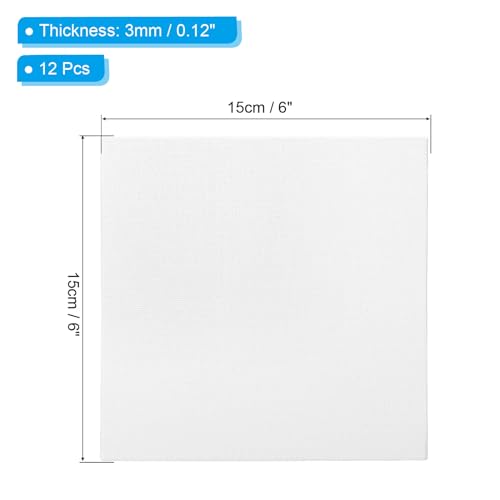 PATIKIL 6x6 Canvas Boards for Painting, 12Pack Cotton Square, White - size: 6x6"