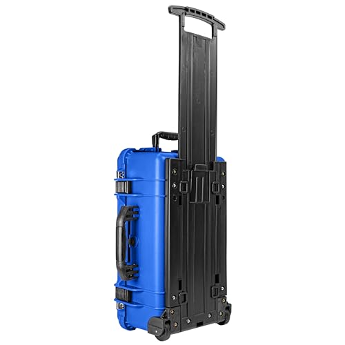 Eylar 22" Carry-On Travel Roller Gear, Camera, Drones, Tools, Equipment Hard Case Waterproof with Foam (Blue) - color: Blue