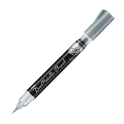 Pentel Arts DualMetallic Brush, Silver Ink - color: Silver, size: 1 Count (Pack of 1)