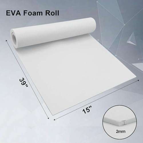 biguphate EVA Foam Roll, 2mm White, 15"x39" High Density Craft Foam - color: WHITE, size: 1 PACK-38x100CM-2MM