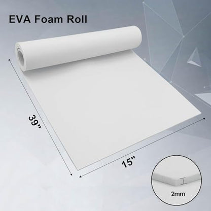 biguphate EVA Foam Roll, 2mm White, 15"x39" High Density Craft Foam - color: WHITE, size: 1 PACK-38x100CM-2MM