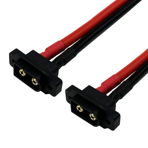 2PCS XT60EW-M XT60 Male Pigtail Cable XT60 Panel Mount Connector with 30cm 12AWG Cable for RC Drone Aircraft FPV Racing Drone - style: XT60EW-M