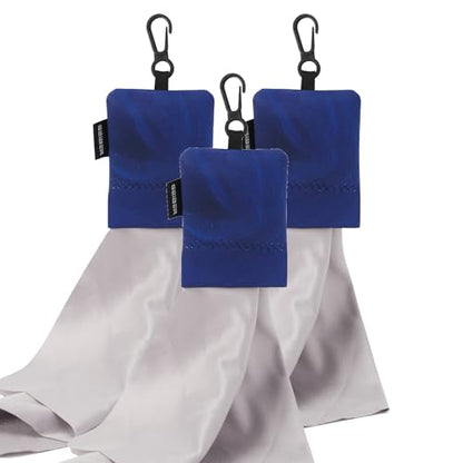 SEIBER Microfiber Eyeglass Cleaning Cloth with Neoprene Pouch,3PCS, Blue - color: Blue-(3pack)