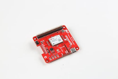 SparkFun GPS-RTK Dead Reckoning pHAT for Raspberry Pi, 3D IMU Sensor, Wheel Ticks, a Vehicle Dynamics Model, Correction Data, and GNSS Measurements. Dimensions: (2.56" x 2.22")