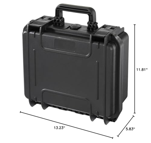 MyCaseBuilder Doro 1109-5 Heavy-Duty Waterproof Hard Case, for Electronics, Cameras, Drones, Guns, Optics - No Foam, 11x9x5 Inch, Black, D1109-5-EBK