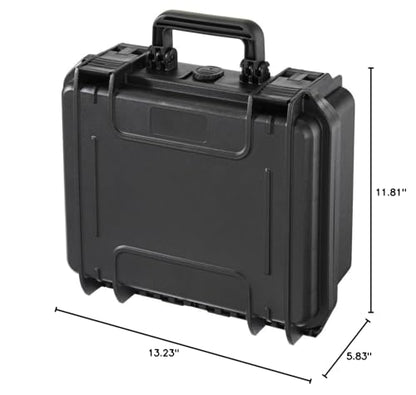 MyCaseBuilder Doro 1109-5 Heavy-Duty Waterproof Hard Case, for Electronics, Cameras, Drones, Guns, Optics - No Foam, 11x9x5 Inch, Black, D1109-5-EBK