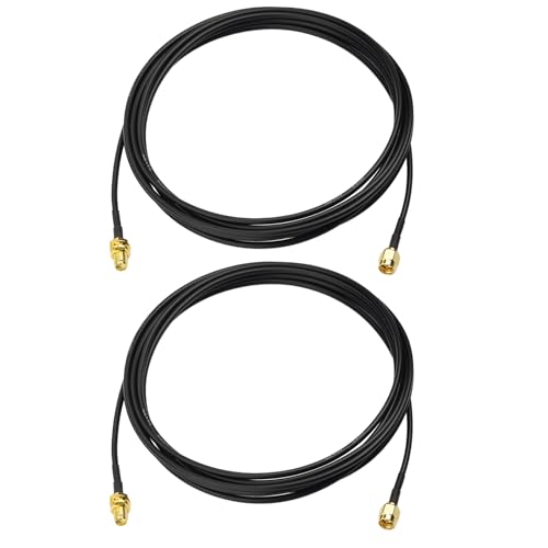 Yuslao SMA Male to SMA Female Bulkhead Low Loss RG174 RF Coaxial Antenna Extension Cable 10ft/3m (2-Pack) for SDR Equipment 4G LTE Router Cellular Gateway Modem Security Camera
