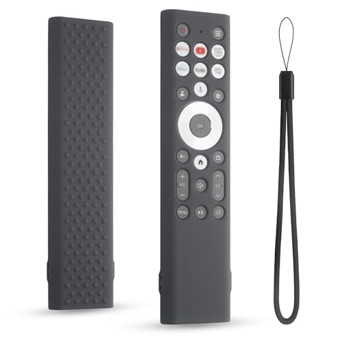 Silicone Cover Compatible with Hisense U7 U8 U9 Series Smart 4k Tv Remote Erf6a80v Anti-Slip Protective Case with Lanyard (Dark Grey) - color: Dark grey