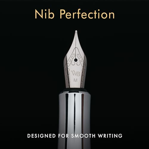 Wordsworth & Black Mini Pocket Fountain Pen for Writing, Medium Nib, Silver - color: Silver Chrome