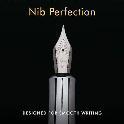 Wordsworth & Black Mini Pocket Fountain Pen for Writing, Medium Nib, Silver - color: Silver Chrome