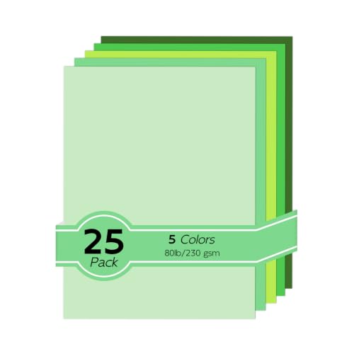 25 Sheets Green Cardstock 8.5 x 11 Green Construction Paper - color: Green