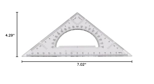 Pack of 2 Transparent Triangle Plastic Ruler Scale Set Square:30/60 Degree & 45/90 Degree Angle Acrylic Architectural Drawing Drafting Tool School Classroom Kids Triangular Rulers