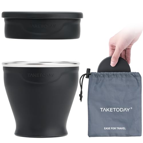 TakeToday Collapsible Cup 8 oz, Foldable with Lid for Travel, Charcoal - color: Charcoal