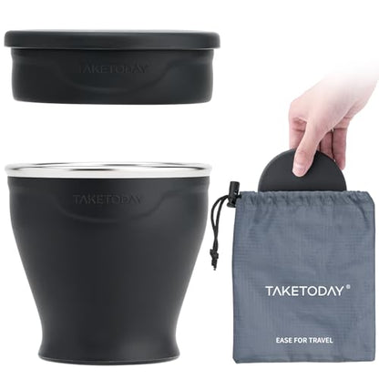 TakeToday Collapsible Cup 8 oz, Foldable with Lid for Travel, Charcoal - color: Charcoal