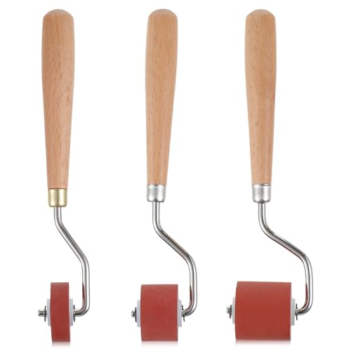 3PCS Rubber Brayer Roller, Ink Roller with Comfort Grip, Craft Stamping Brayers Rollers for Embossing, Printing, Printmaking, Crafts and Stamping