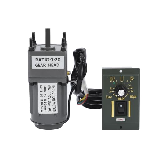 6W 20K 0-1400rpm AC Electric Gear Reduction Motor with Speed Controller - color: 6W 20K