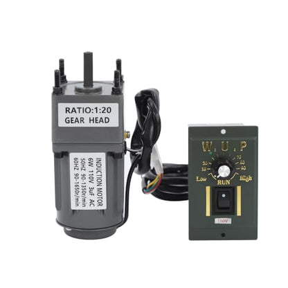 6W 20K 0-1400rpm AC Electric Gear Reduction Motor with Speed Controller - color: 6W 20K