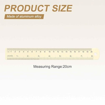 HARFINGTON 2pcs Metal Straight Ruler 20cm Metric SAE Aluminum Alloy Measuring Rulers Scale Tool with Hole for Measure Study Reading Classroom Office, White - color: White, size: 20cm
