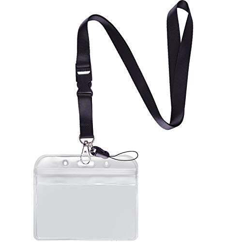 1Pack Black Neck Lanyard,Detachable Buckle with Horizontal ID Badge Holder - color: 1 Pack Black Lanyard With Badge Holder