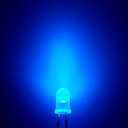 CHANZON 100 pcs 5mm Blue Diffused LED Diode Lights(DC 3V 20mA) - color: E) White-blue (100pcs)