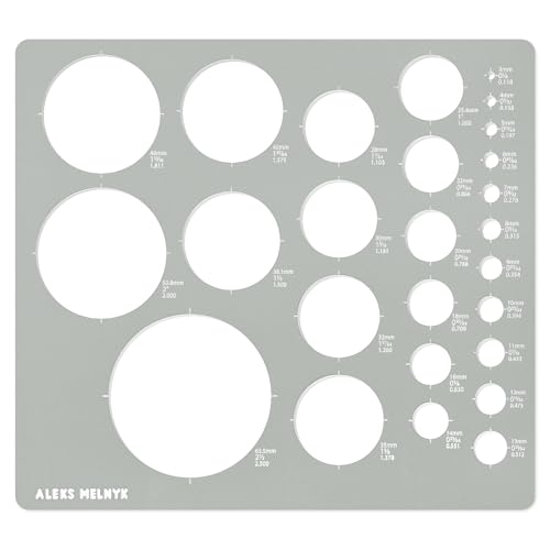 Aleks Melnyk No.200 Metal Circle Template Metric, Circle Tracers for Drawing, Ruler, Template for Drafting, Round Stencil, Architect Tool, Stencil Painting