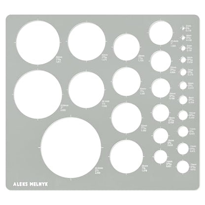 Aleks Melnyk No.200 Metal Circle Template Metric, Circle Tracers for Drawing, Ruler, Template for Drafting, Round Stencil, Architect Tool, Stencil Painting