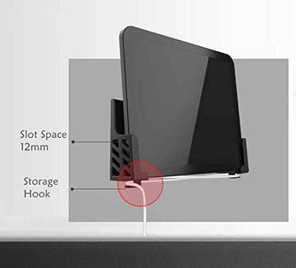 Adhesive Rack Wall Mount Universal Dock for Tablet Smartphone eReader Remote Control Holder Stick on Wall,Fits for iPad Samsung Google Surface, 3M Adhesive or Screws Installation Available,Black