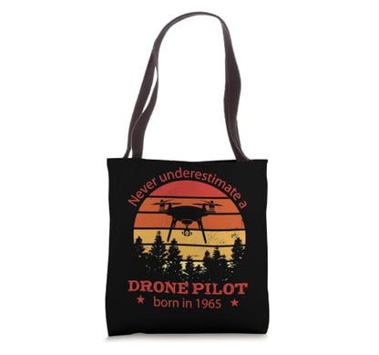 Drones-Pilot born 1965 Birthday Vintage Quadrocopter Drones Tote Bag