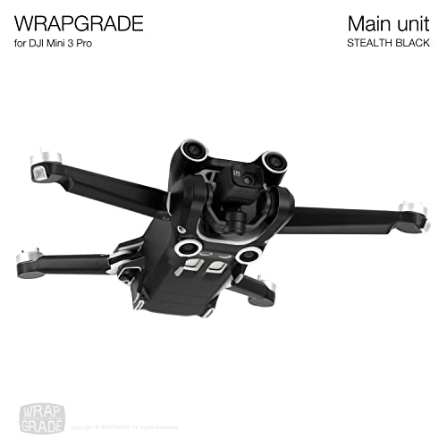 WRAPGRADE Skin Stickers Compatible with DJI Mini 3 Pro | Main Unit (Stealth Black) - color: Stealth Black