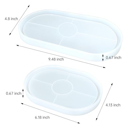 2 Pcs Oval Resin Tray Molds, Silicone Coaster Mold for Epoxy - color: Oval