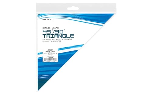 Pro Art Drafting Triangle 8" Finger Lift 45/90 Degree Clear (C4590-8) - color: Clear, size: 8-inch, 45/90 Degrees