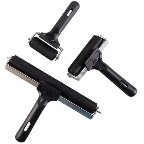 YYaaloa 3 Pack Rubber Roller Brayer Rollers 2.4/4/7.9 Inch Art Craft Roller for Printmaking,Ink,Wallpapers Stamping Gluing Tools Oil Painting Tools (Black-2.4/4/7.9 Inch) - color: Black-2.4/4/7.9 Inch